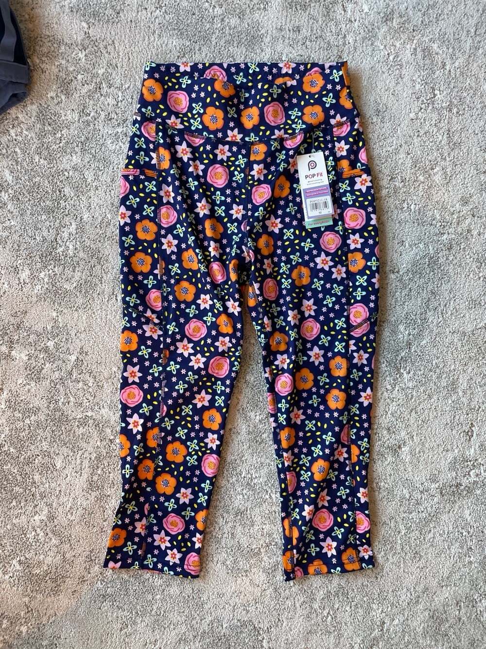 NWT POP Fit High-Waisted Floral Crop Leggings with Pockets